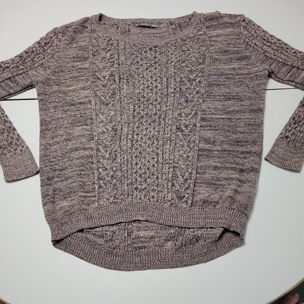 Rubbish Womens M Pullover Sweater Grey Beige Open Knit Crochet High Low Sheer‎